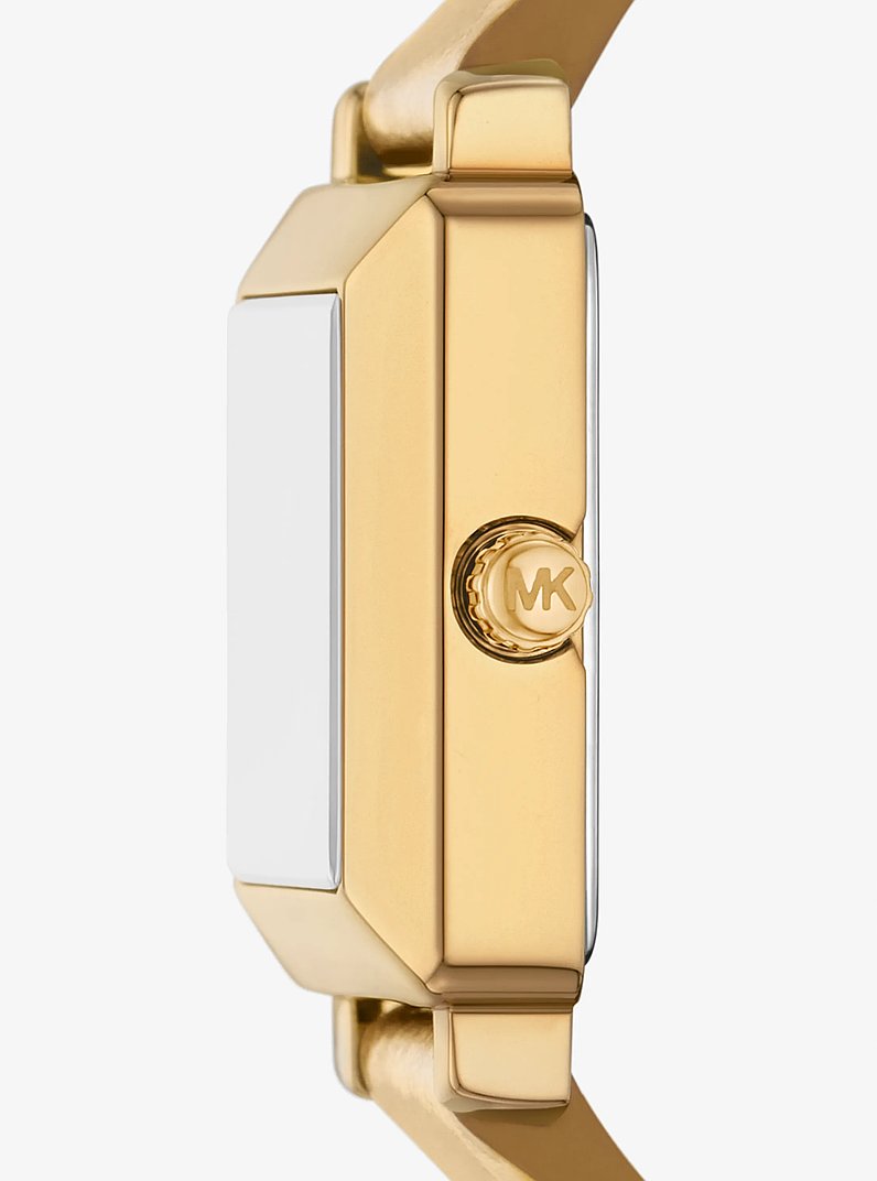 Mini Gwynn Pav&eacute; Gold-Tone and Leather Watch in GOLD | Michael Kors