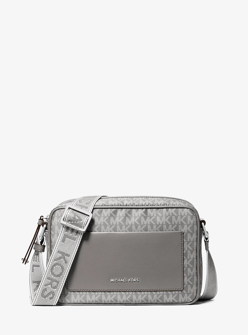 Jet Set Large Printed Signature Logo Crossbody Bag in STORM | Michael Kors