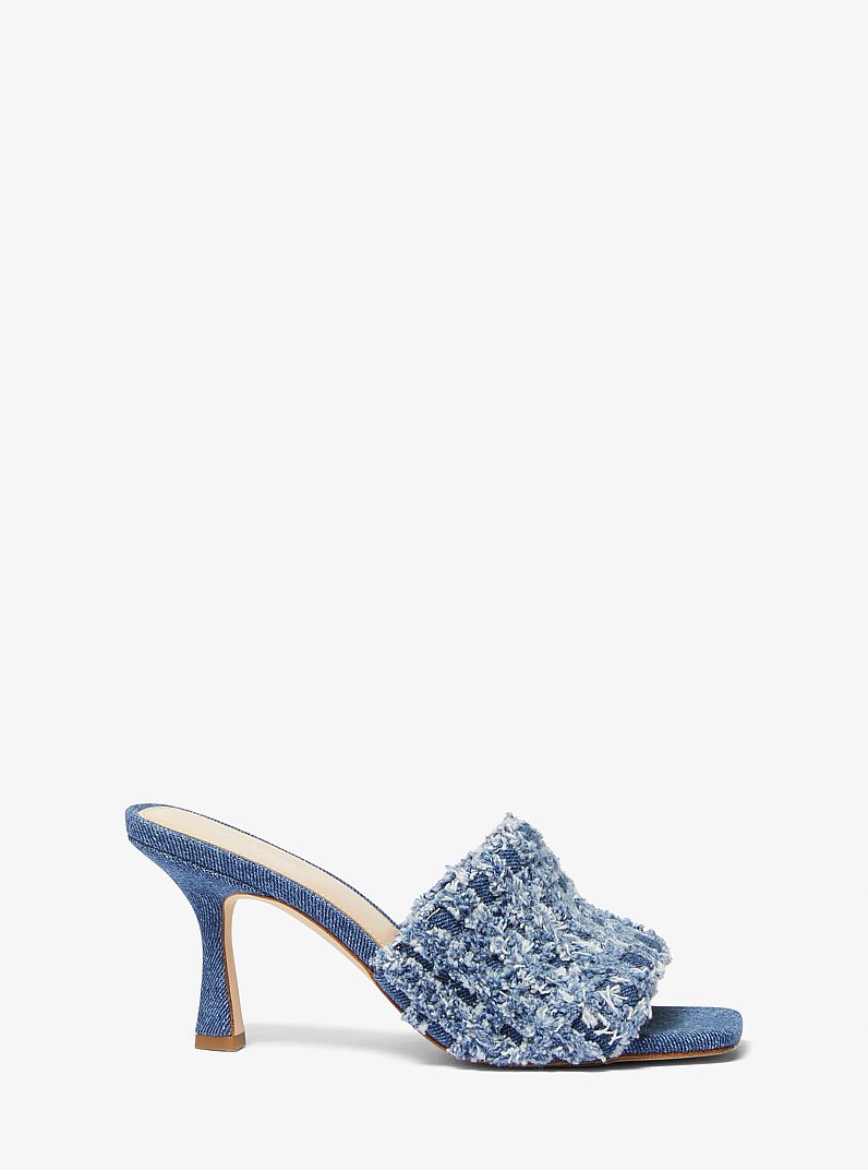 Mule tipo sandalia Tessa de denim deshilachado in DENIM | Michael Kors