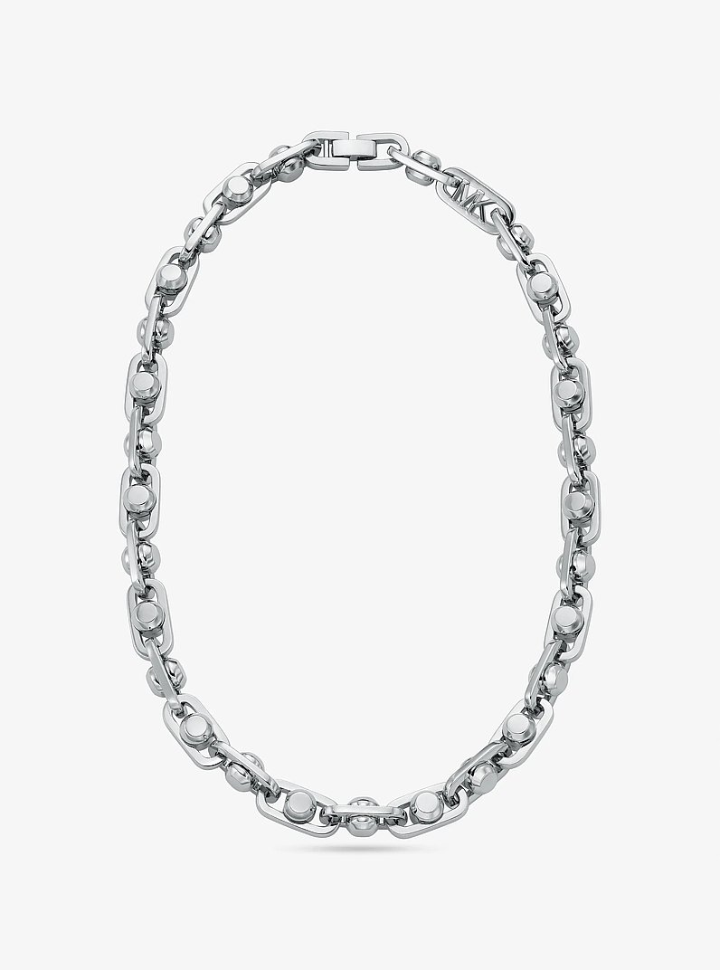 Collana Astor con maglie a catena grande in ottone placcato in metallo prezioso in ARGENTO | Michael Kors