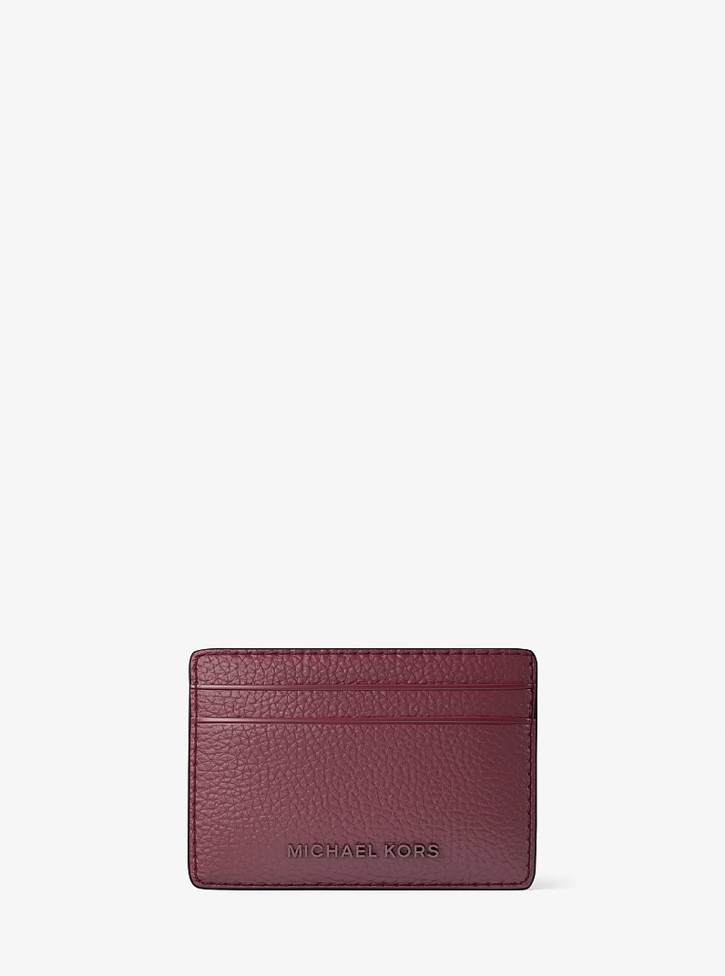 Jet Set Pebbled Leather Card Case in MULBERRY | Michael Kors