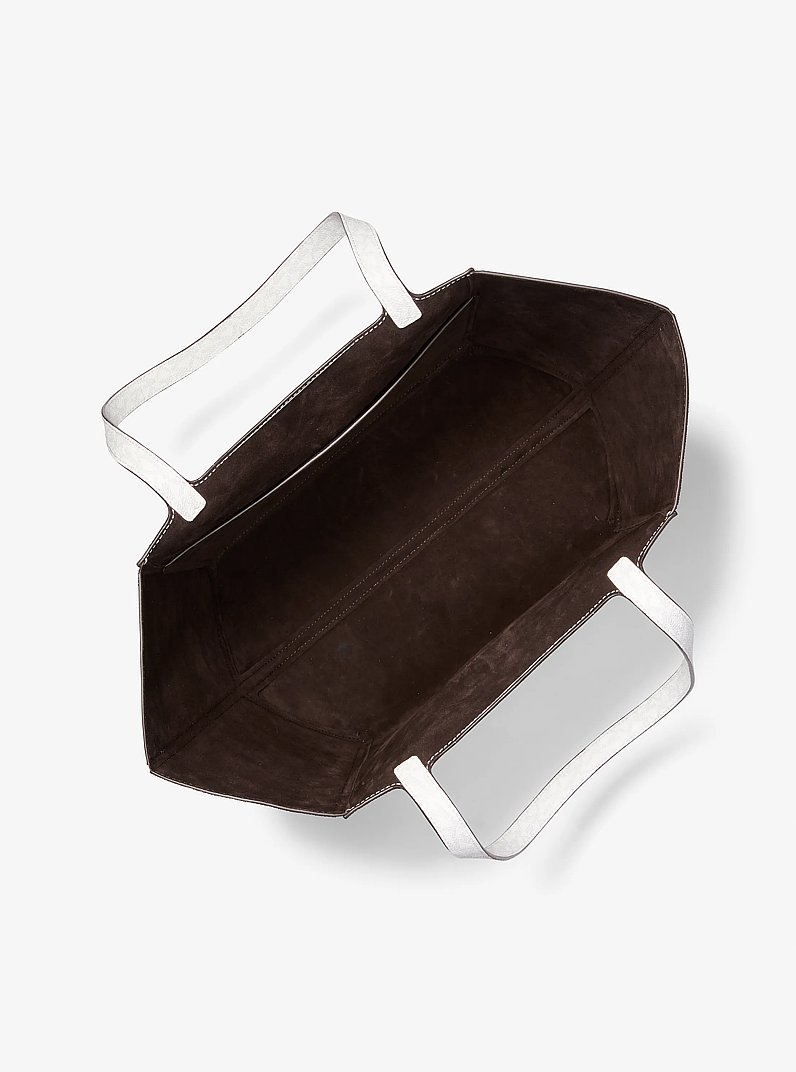 Borsa tote Jordi grande con stampa logo in BIANCO OTTICO/ALLUMINIO | Michael Kors