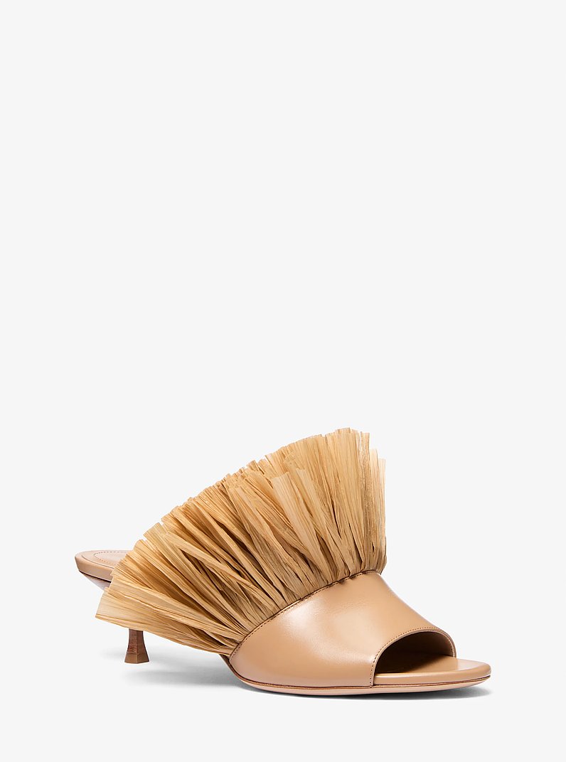 Catarina Leather and Fringe Mule