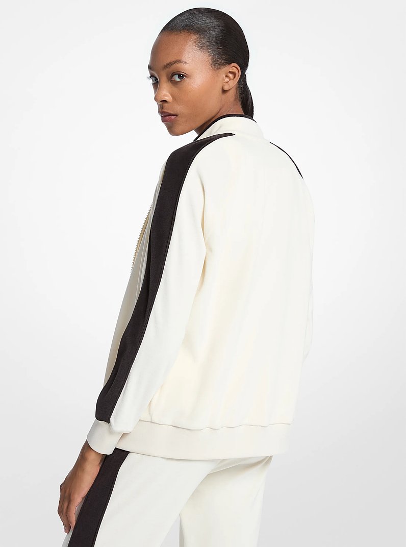 Striped Velour Zip-Up Jacket in BONE - Sale | Michael Kors [US]