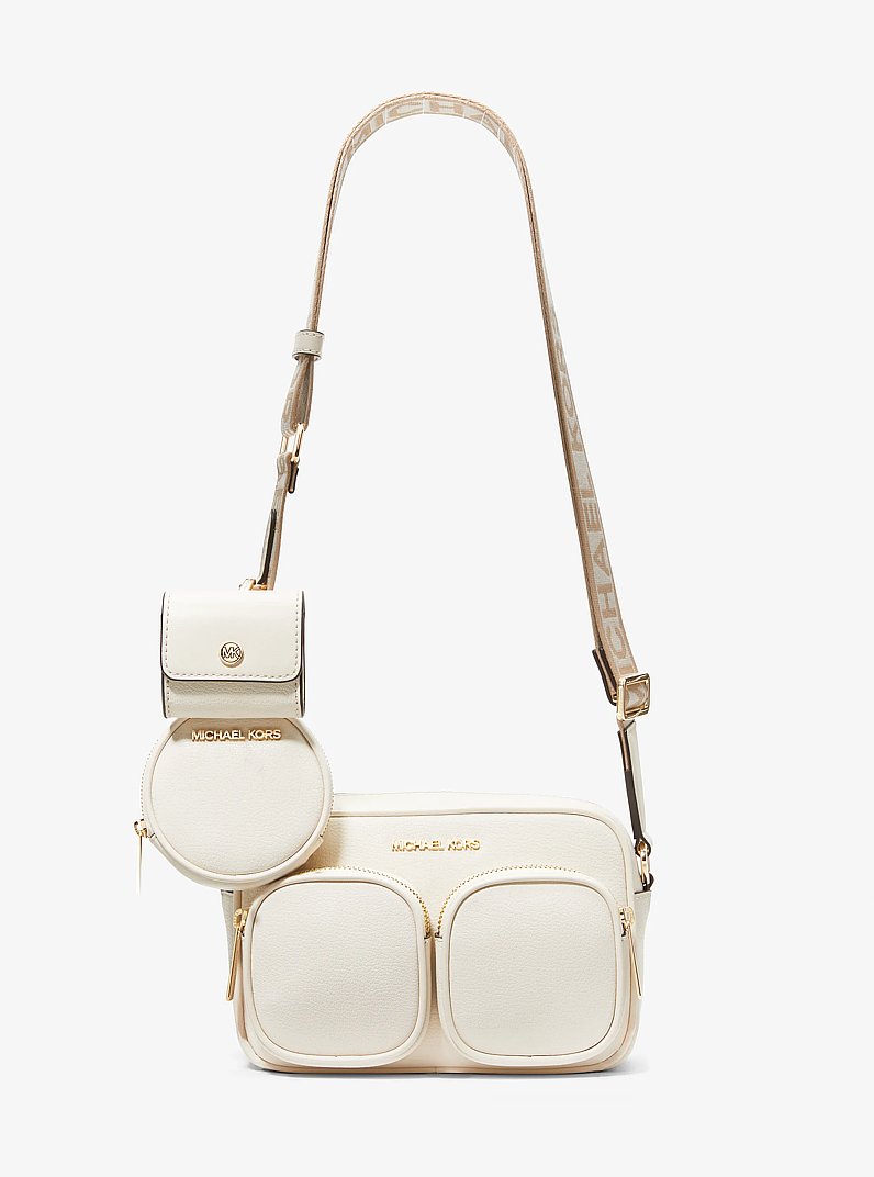 Jet Set Medium Leather Crossbody Bag with Case for Apple Airpods Pro&reg; in LT CREAM | Michael Kors