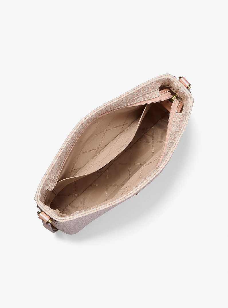 Jet Set Travel Large Metallic Signature Logo Messenger Bag in ROSE GOLD | Michael Kors