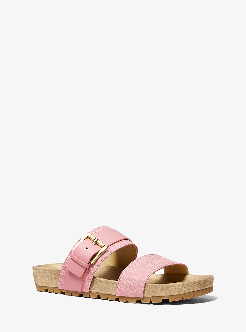 Mylah Logo and Leather Sandal in CARNATION | Michael Kors