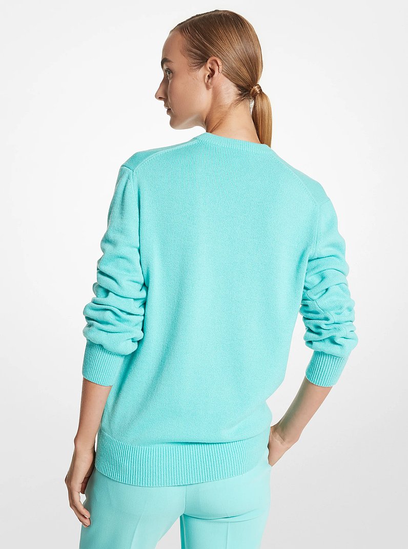 Jersey de cachemir con mangas prensadas in ESPUMA DE MAR | Michael Kors