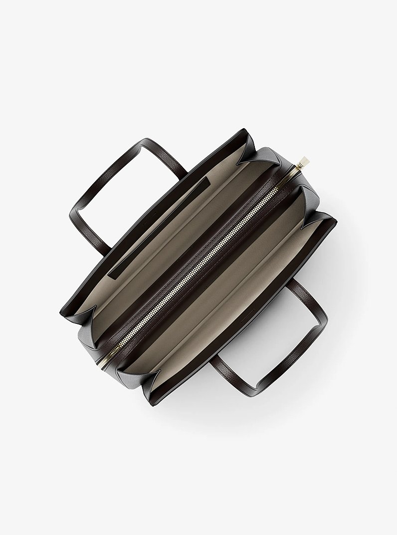 Laila Medium Leather Tote Bag in CHOCOLATE | Michael Kors