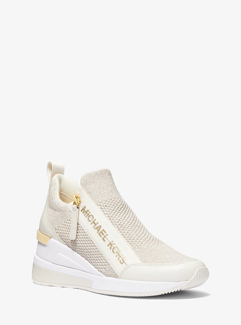 Willis Metallic Stretch Knit Trainer in CHAMPAGNE | Michael Kors