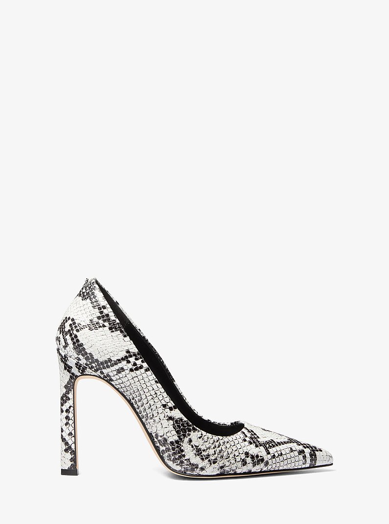 Escarpin Amara en cuir gaufr&eacute; &agrave; motif de serpent in ALUMINIUM | Michael Kors