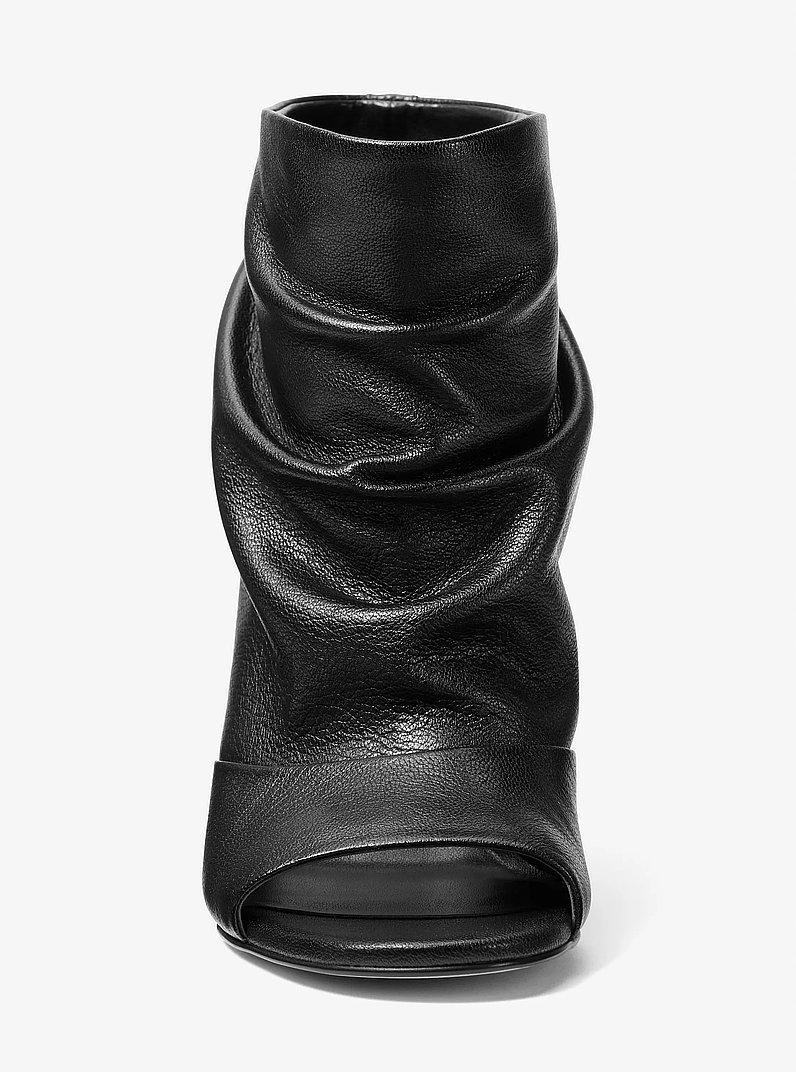 Raelynn Leather Open-Toe Ankle Boot in BLACK | Michael Kors