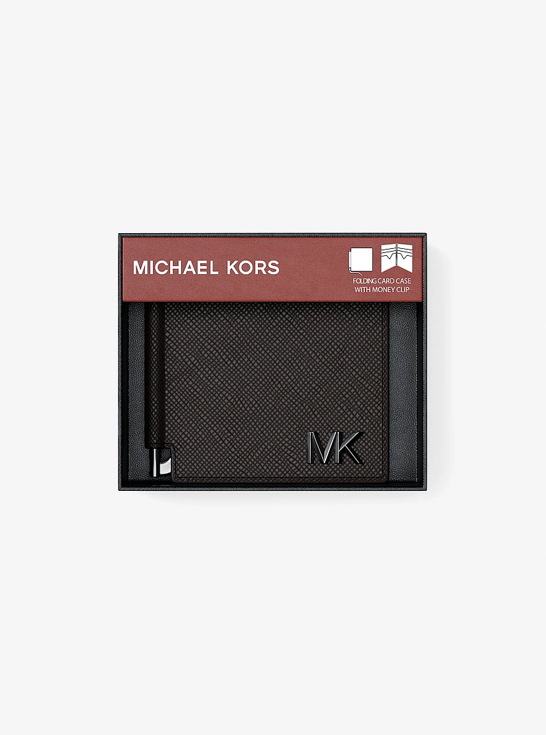 Tarjetero Edison de piel resistente a rayones con clip para billetes in CHOCOLATE | Michael Kors