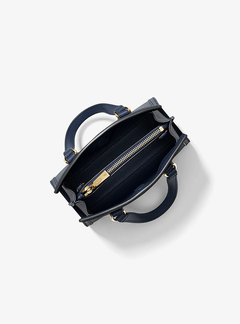 Chantal Extra-Small Pebbled Leather Messenger Bag in NAVY | Michael Kors
