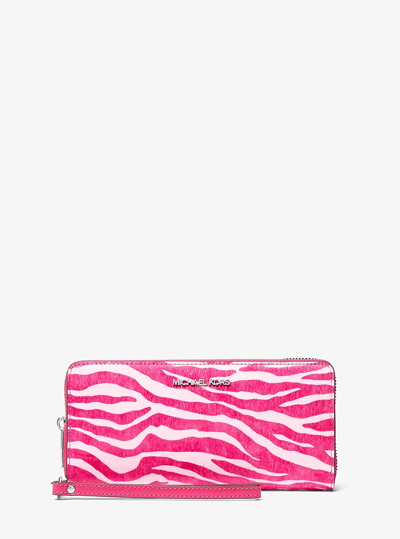 Jet Set Travel Zebra Print Calf Hair Continental Wallet in