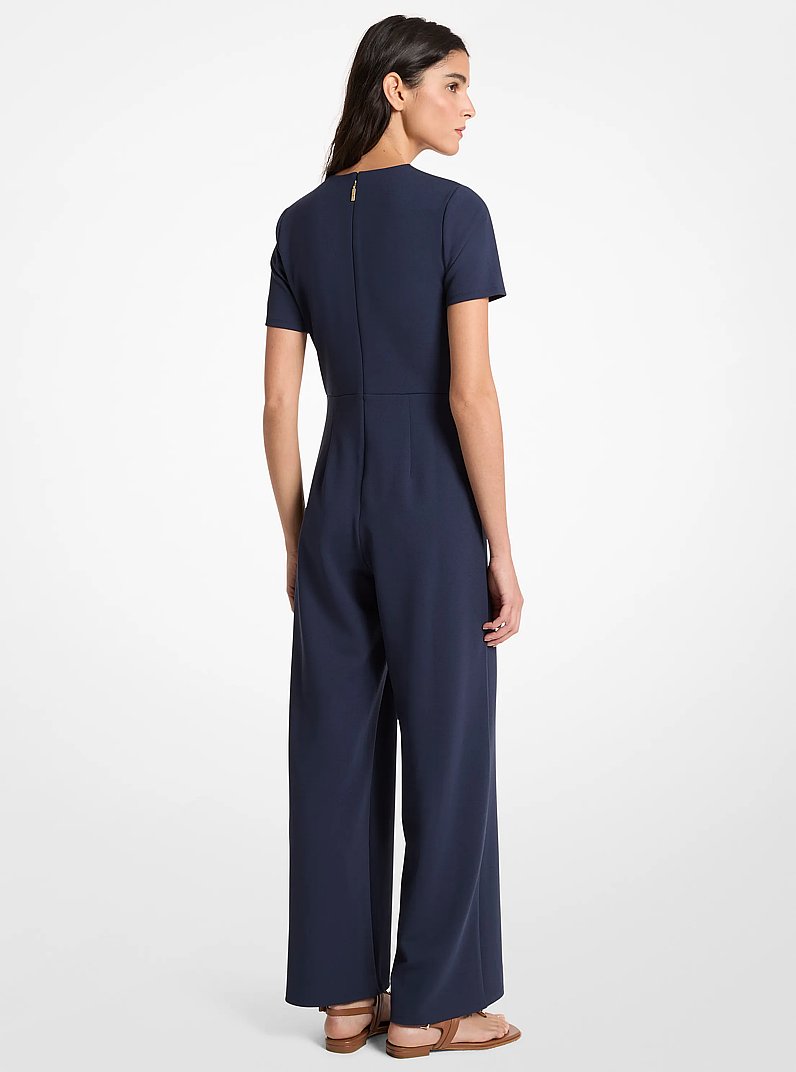 Tuta in cr&ecirc;pe scuba con borchie in MIDNIGHTBLUE | Michael Kors