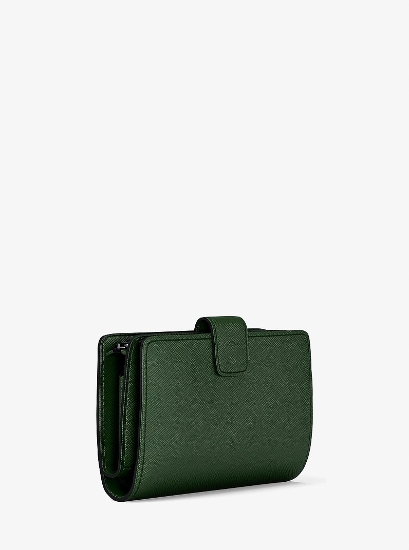 Jet Set Travel Medium Saffiano Leather Wallet in AMAZON GREEN | Michael Kors