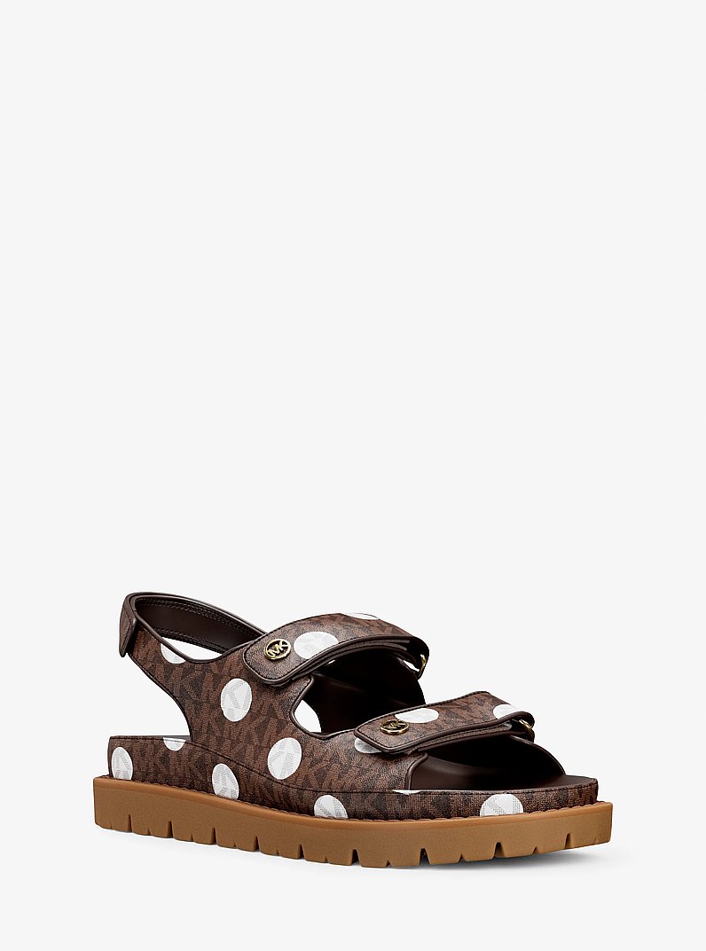 Holland Polka Dot Signature Logo Sandal in BROWN | Michael Kors