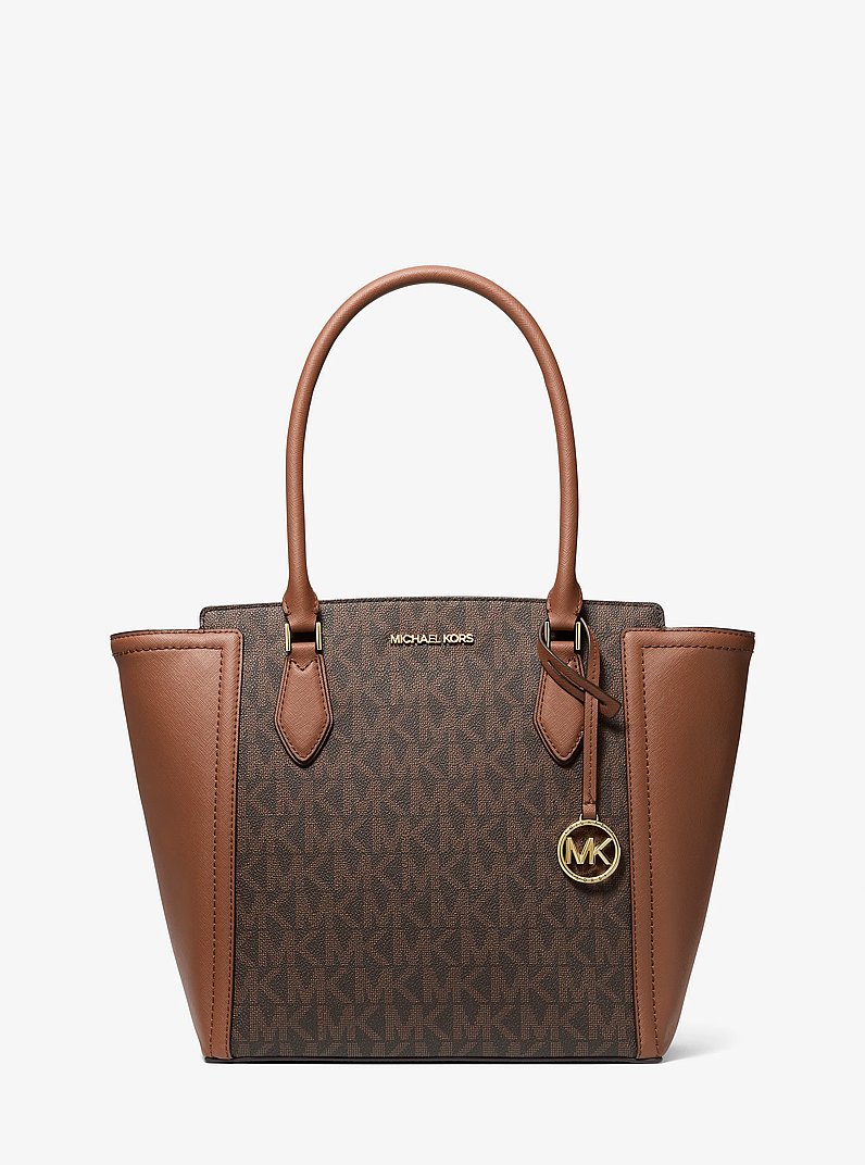 Ayden Large Signature Logo Tote Bag in BROWN/LUGGAGE | Michael Kors