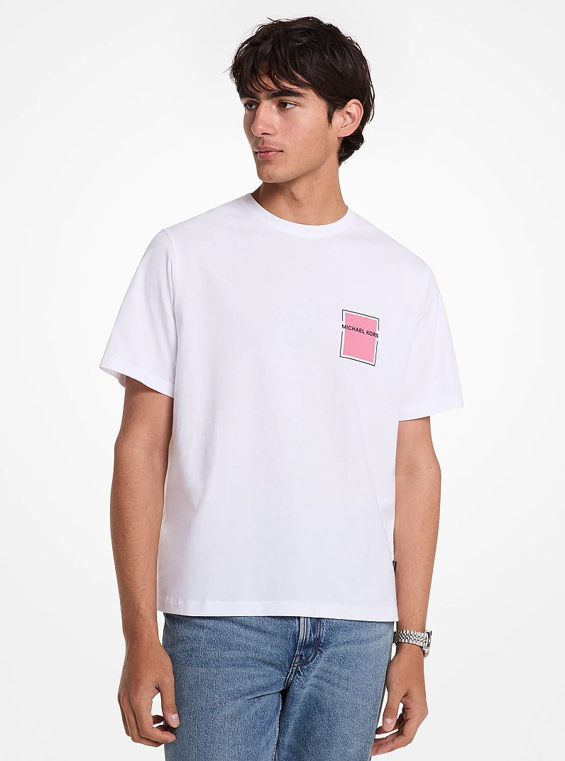 Tricou din bumbac cu logo stilizat in NEGRU | Michael Kors