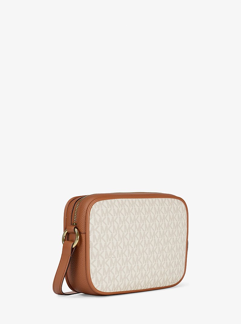 Jet Set Travel Large Signature logo Camera Crossbody Bag in VANILLA | Michael Kors