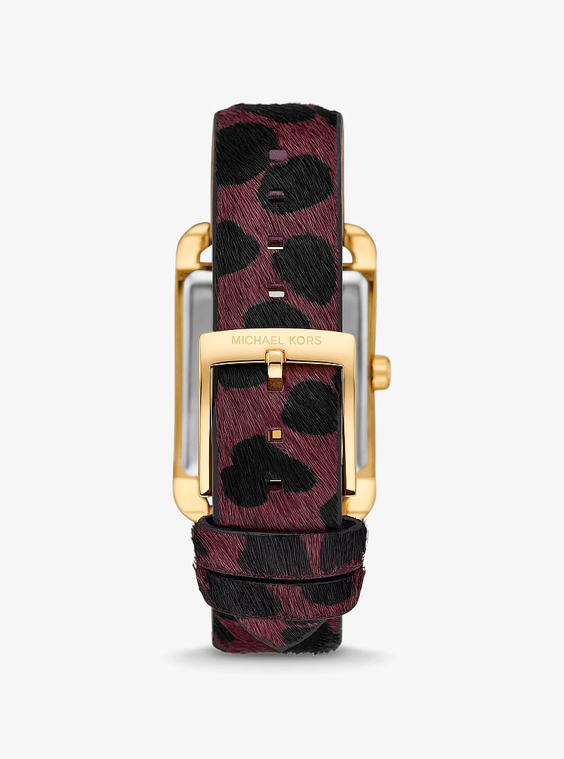 Monroe Gold-Tone and Leopard Print Calf Hair Watch in 