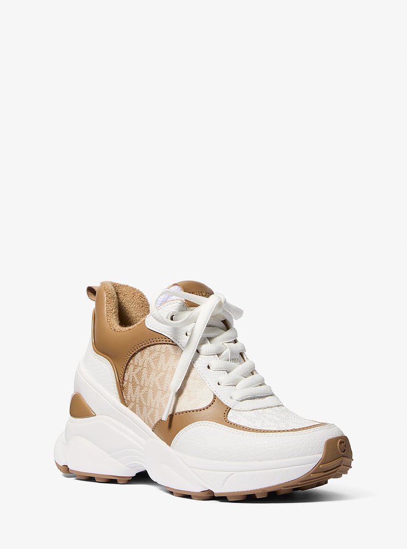 Katrina Mixed-Media Trainer in HUSK | Michael Kors