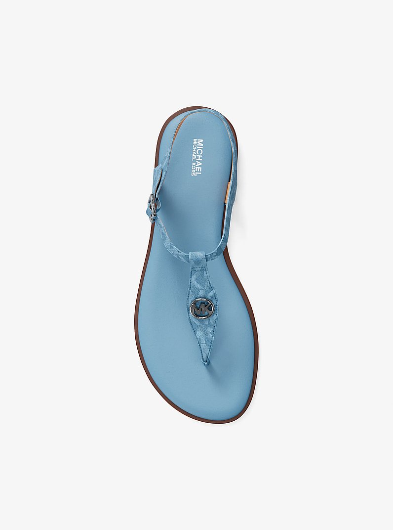Sandale Mallory &agrave; bride en T et &agrave; logo Signature in BLEU CIEL CLAIR | Michael Kors