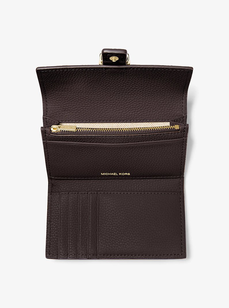 Nolita Medium Pebbled Leather Tri-Fold Wallet in CHOCOLATE | Michael Kors