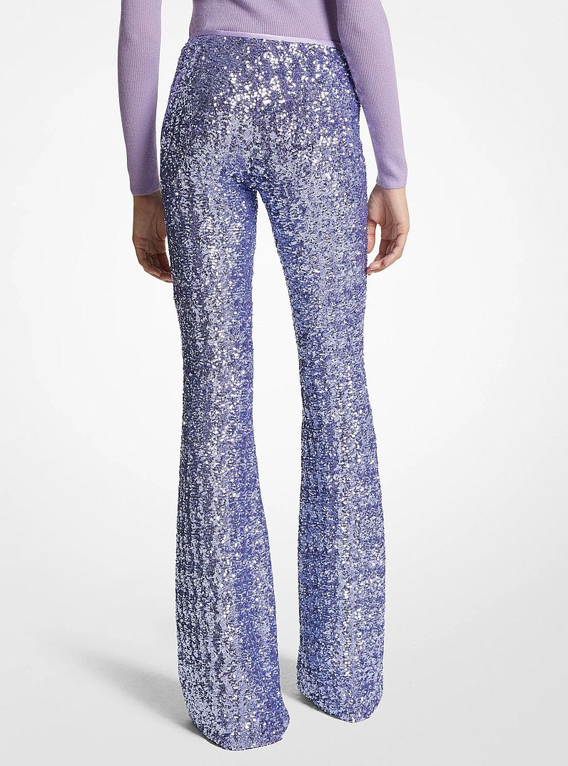Sequined Stretch Tulle Flared Pants in FREESIA | Michael Kors