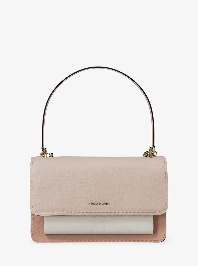 Grand sac port&eacute; &eacute;paule Claire &agrave; couleurs contrast&eacute;es en cuir in ROSE DOUX/CR&Egrave;ME CLAIRE/FAUVE | Michael Kors