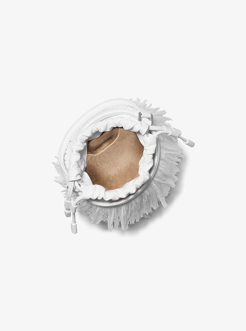 Bolso cubo Ischia mini de cuero con flecos in BLANCO INTENSO | Michael Kors