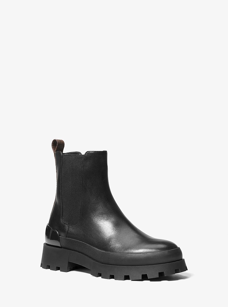 MICHAEL KORS レザー&ロゴ チェルシーブーツ Rowan Leather and Logo Chelsea Boot in BLACK - Sale | Michael Kors