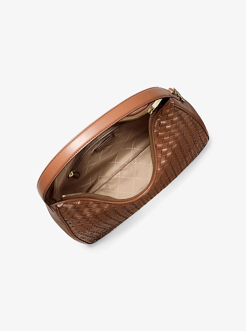 Nayla Medium Woven Shoulder Bag in LUGGAGE | Michael Kors