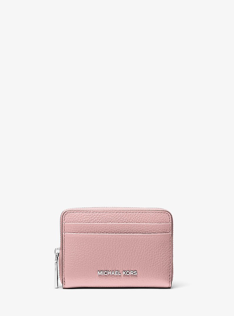 Jet Set Small Pebbled Leather Zip-Around Card Case in SMOKEY ROSE | Michael Kors