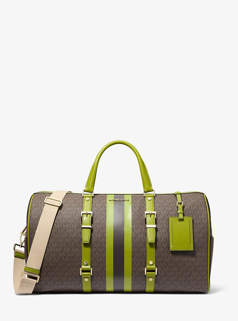 Bedford Travel Extra-Large Signature Logo Stripe Weekender Bag in MEADOW GREEN | Michael Kors