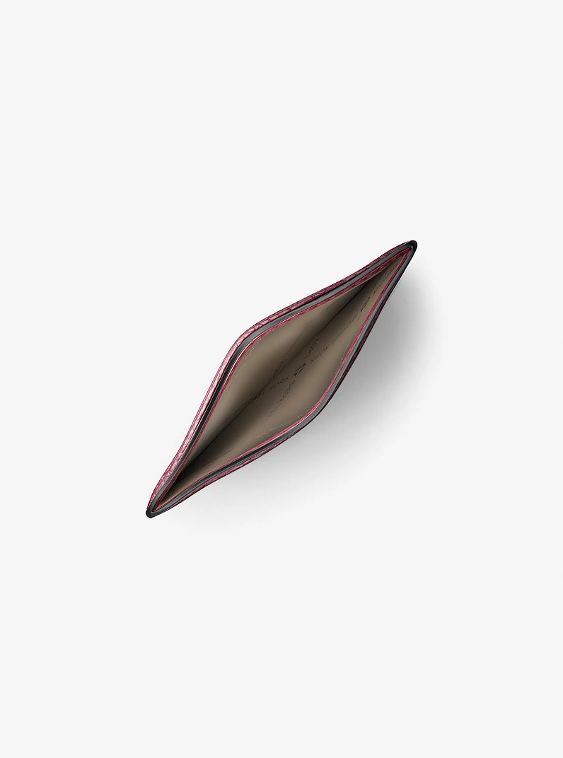 Jet Set Pebbled Leather Card Case in MULBERRY | Michael Kors