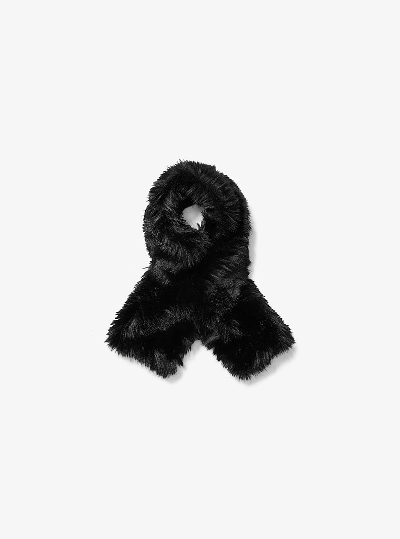 Faux Fur and Wool Scarf in BLACK | Michael Kors