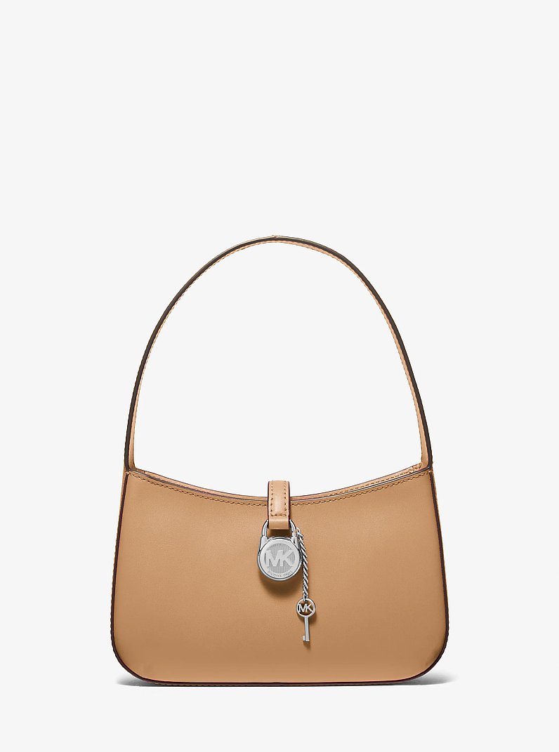 Lyra Small Leather Pochette in PEANUT | Michael Kors