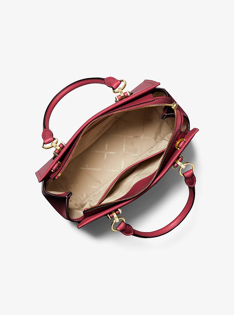 Marilyn Medium Saffiano Leather Satchel in DEEP RED | Michael Kors