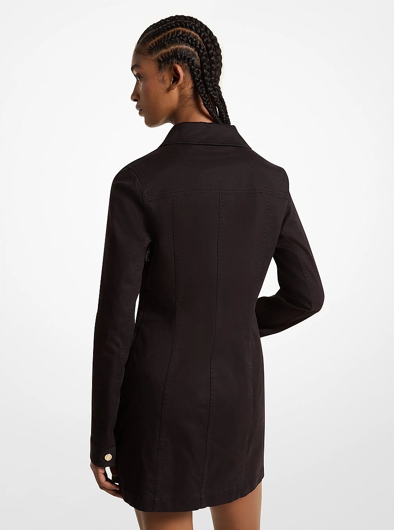 Kleid aus Stretch-Biobaumwolle mit Schn&uuml;rung in SCHWARZ | Michael Kors