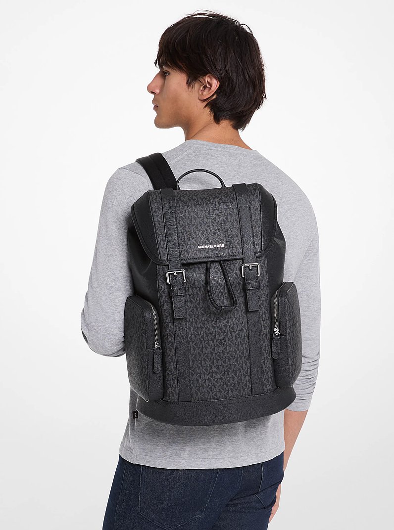 Hudson Signature Logo Backpack in BLACK | Michael Kors
