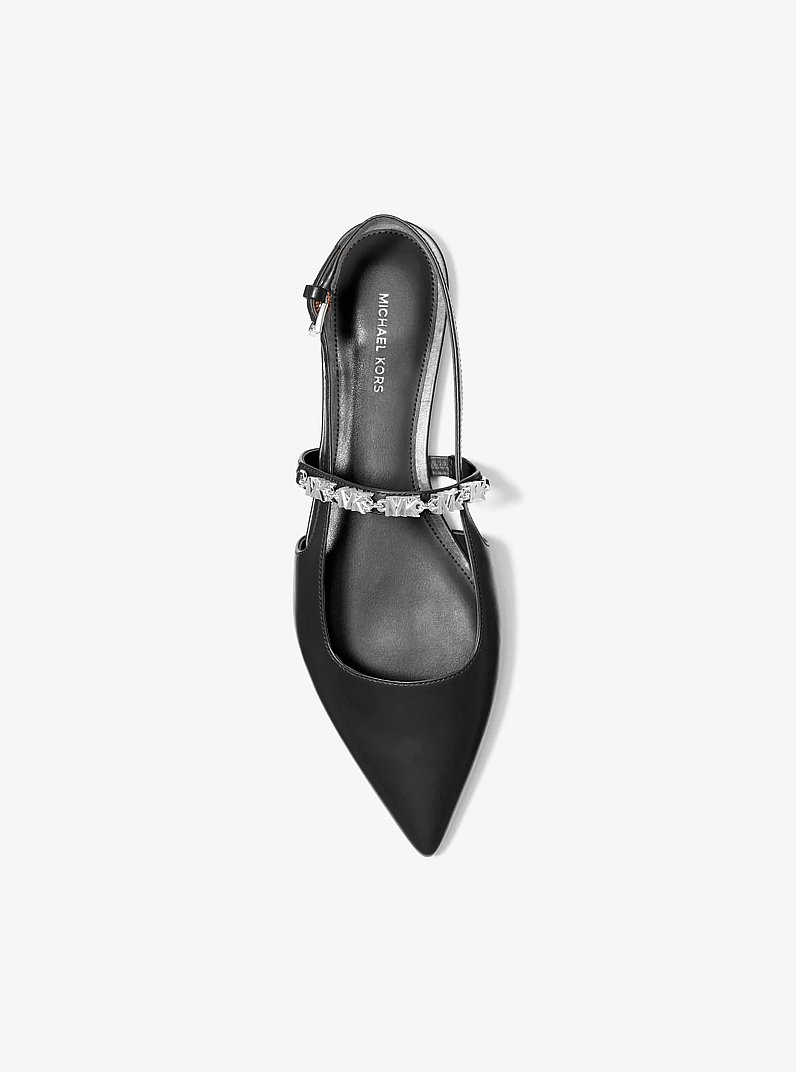 Dina Flex Leather Slingback Flat in BLACK | Michael Kors