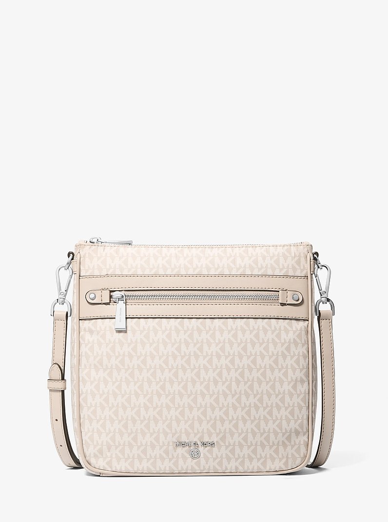 Grand sac &agrave; bandouli&egrave;re Jet Set tiss&eacute; &agrave; imprim&eacute; &agrave; logo in SABLE CLAIR | Michael Kors