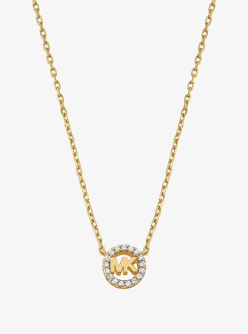 Pav&eacute; Logo Charm Necklace in GOLD | Michael Kors