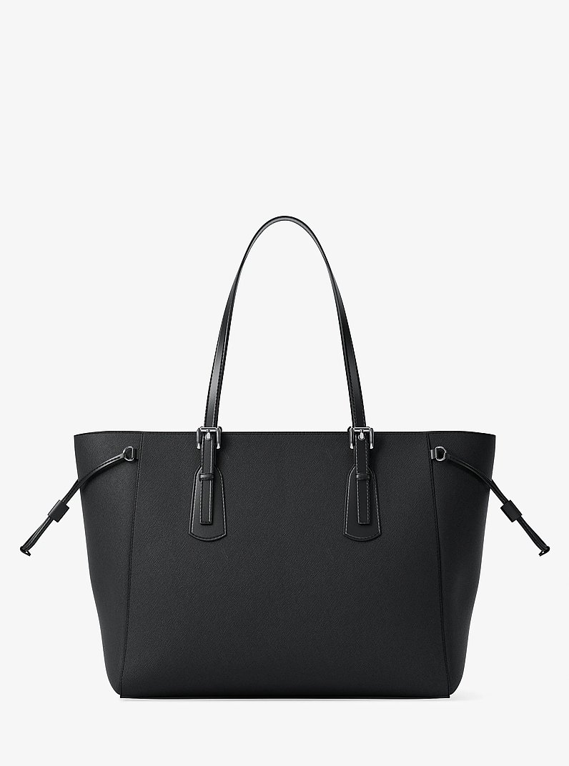 Voyager Large Saffiano Leather Tote Bag in BLACK | Michael Kors