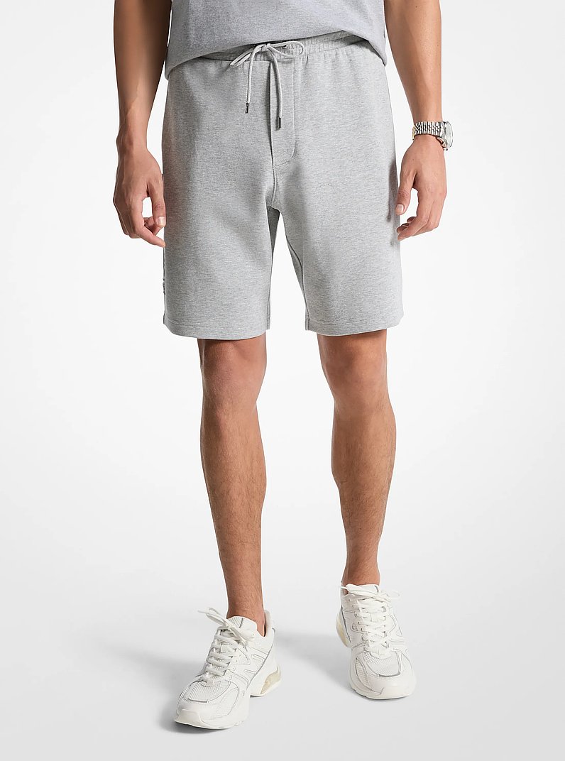 Embossed Logo Cotton Blend Shorts in HEATHER GREY | Michael Kors