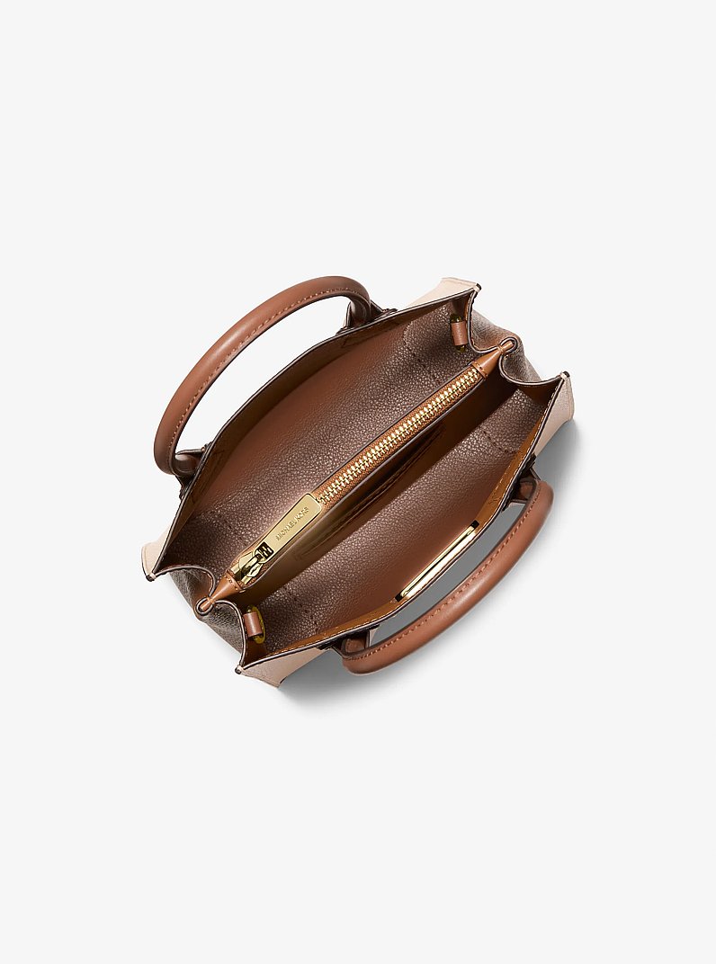 Mercer Medium Two-Tone Pebbled Leather Crossbody Bag in LUGGAGE | Michael Kors