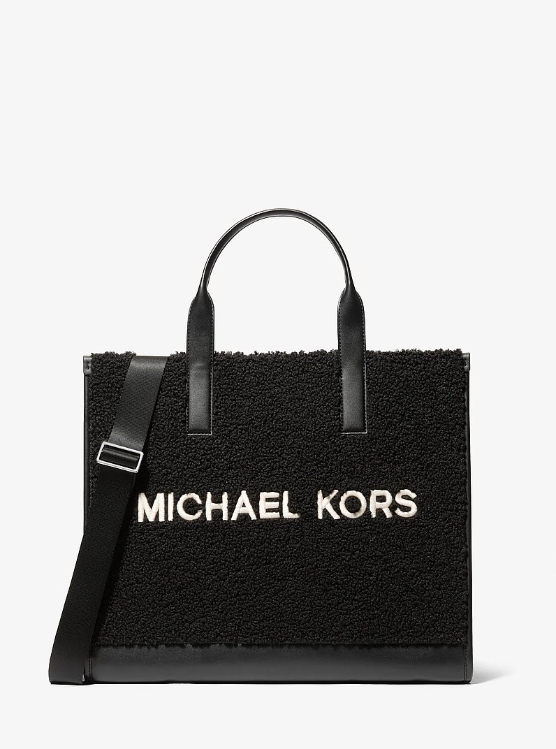 Cooper Medium Sherpa Convertible Tote Bag in BLACK | Michael Kors