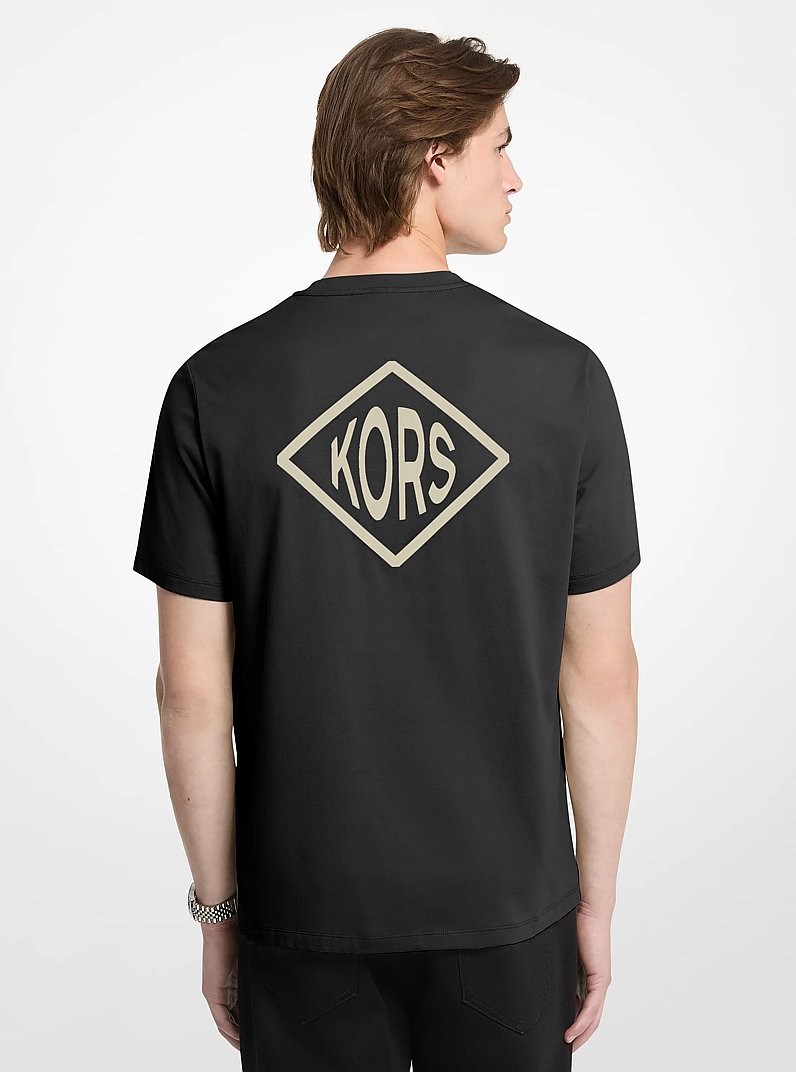 T-shirt in jersey di cotone con logo in NERO | Michael Kors
